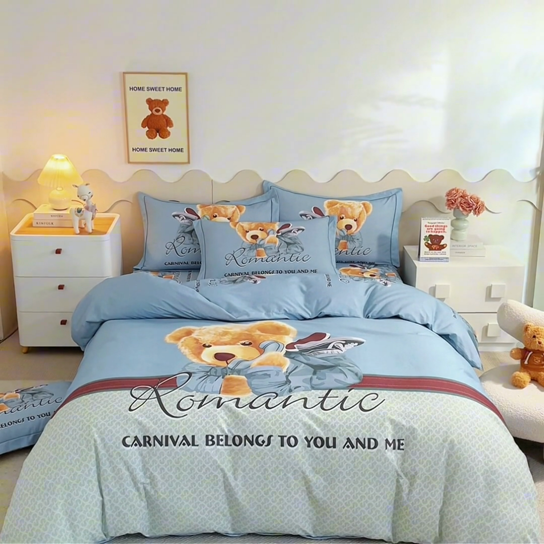 91家纺网 家纺一手货源 找家纺 曼秀琳 2025秋冬新款全棉磨毛印花四件套 你好朋友-兰