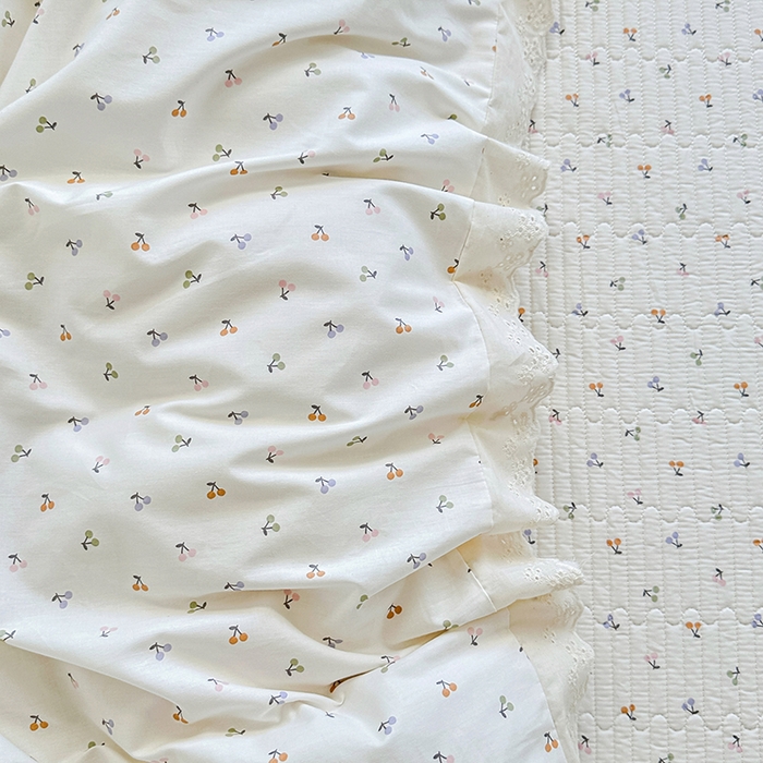 91家纺网 家纺一手货源 找家纺 岚吉家纺 2025新款全棉棉花床盖四件套 缤纷樱桃