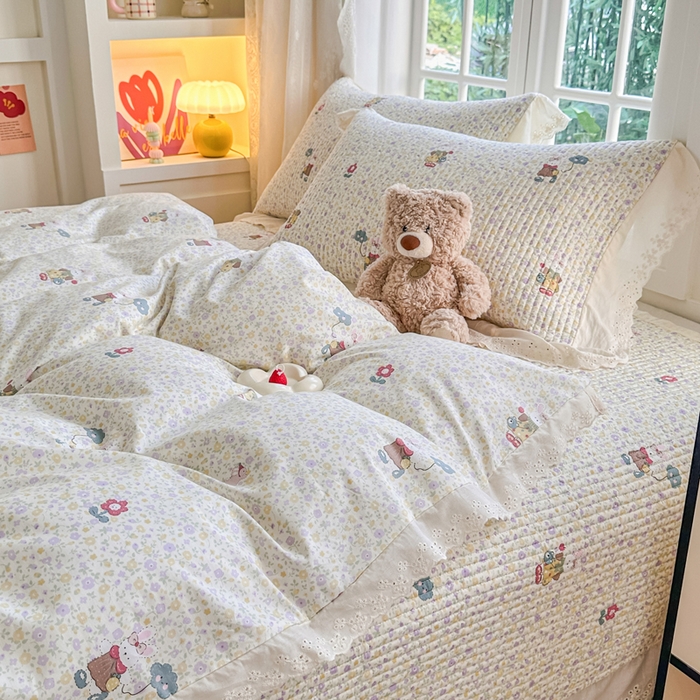 91家纺网 家纺一手货源 找家纺 岚吉家纺 2025新款全棉棉花床盖四件套 兔菲菲