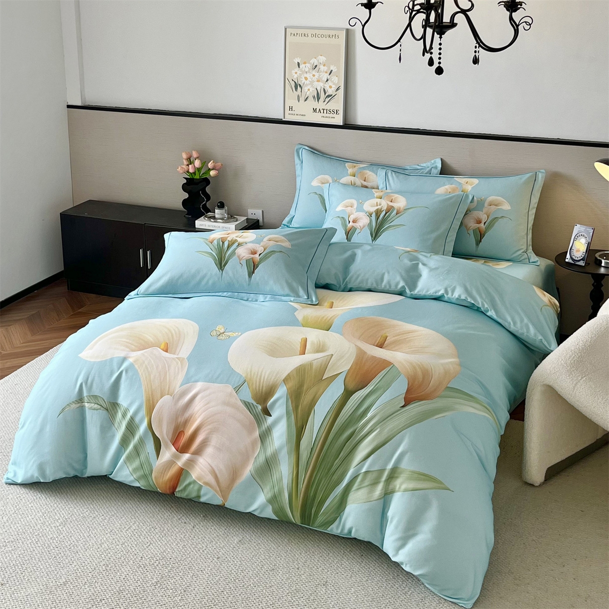 91家纺网 家纺一手货源 找家纺 曼秀琳 2025秋冬新款全棉磨毛印花四件套 清新俊逸-兰