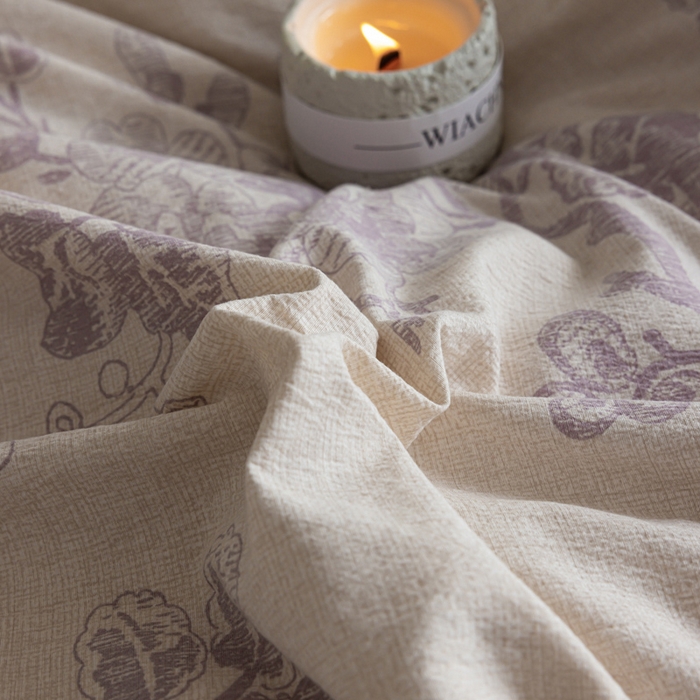 91家纺网 家纺一手货源 找家纺 迷尚家居 2025新款复古色织棉麻牛奶绒棉加绒四件套 砚秋紫-绒