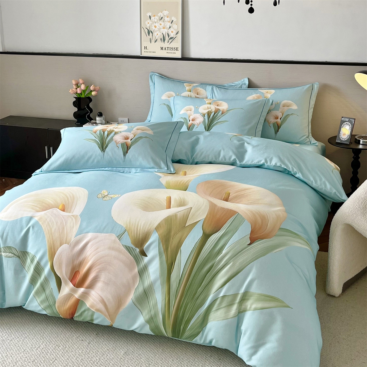 91家纺网 家纺一手货源 找家纺 曼秀琳 2025秋冬新款全棉磨毛印花四件套 清新俊逸-兰