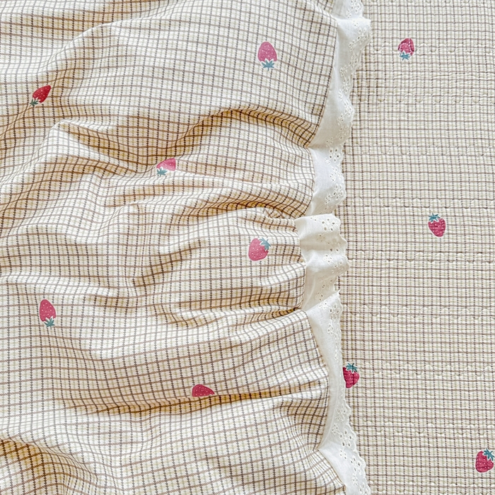 91家纺网 家纺一手货源 找家纺 岚吉家纺 2025新款全棉棉花床盖四件套 草莓格子