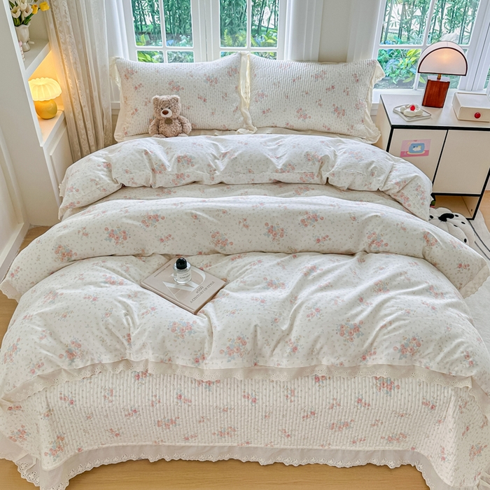 91家纺网 家纺一手货源 找家纺 岚吉家纺 2025新款全棉棉花床盖四件套 落落晨光