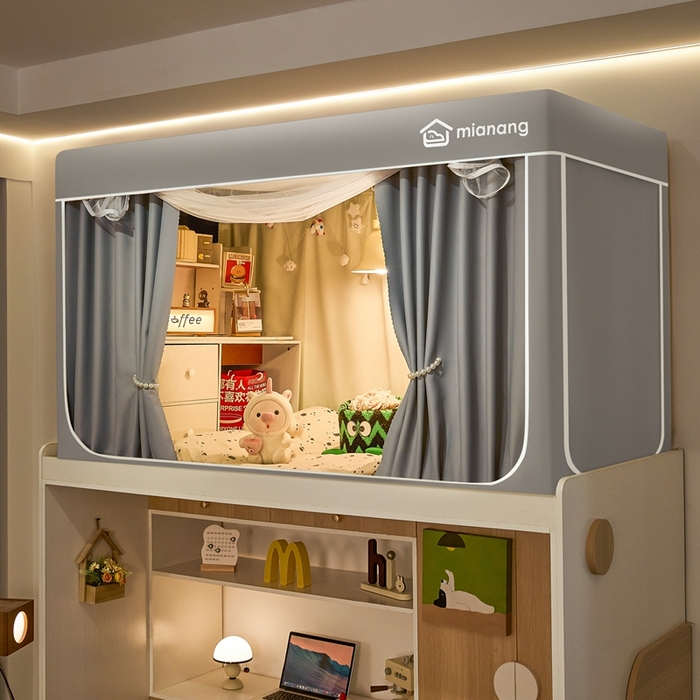 91家纺网 家纺一手货源 找家纺 卓尔居 2025新款学生遮光床帘蚊帐-遮光大师系列 灰色