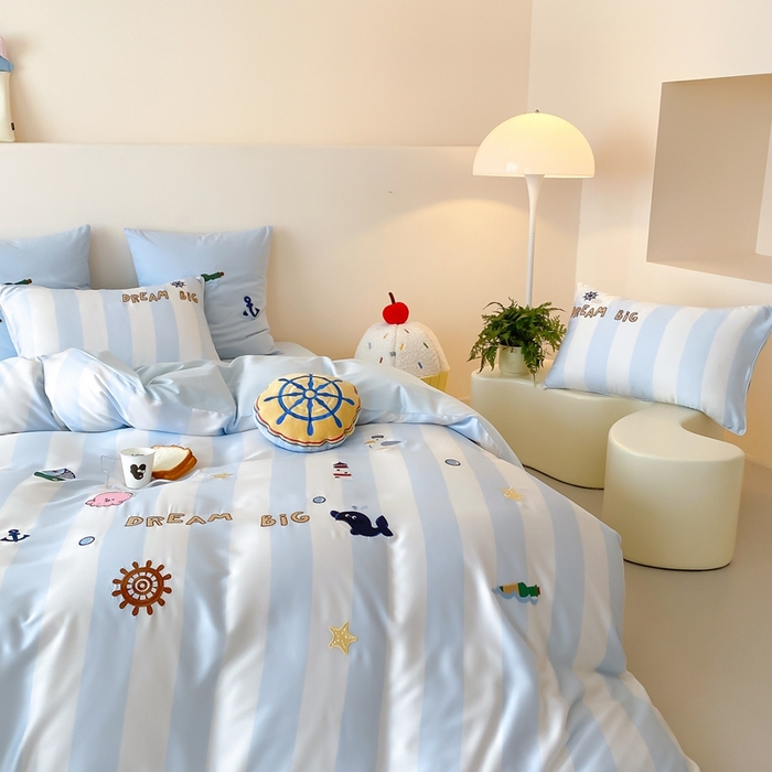 91家纺网 家纺一手货源 找家纺 （总）星野 2025新款双股澳棉长绒棉四件套-海洋之心