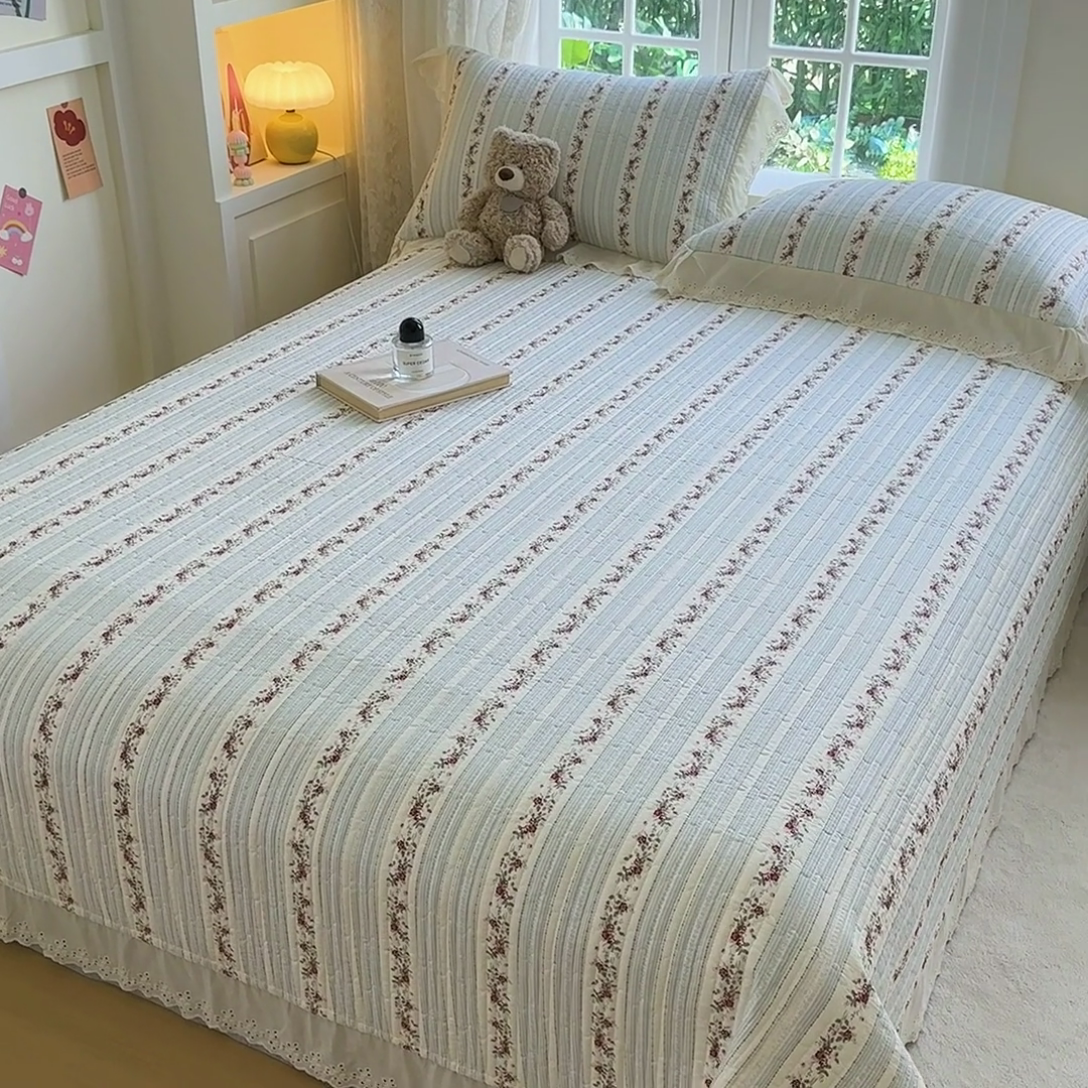 91家纺网 家纺一手货源 找家纺 岚吉家纺 2025新款全棉棉花床盖四件套 蓝美人