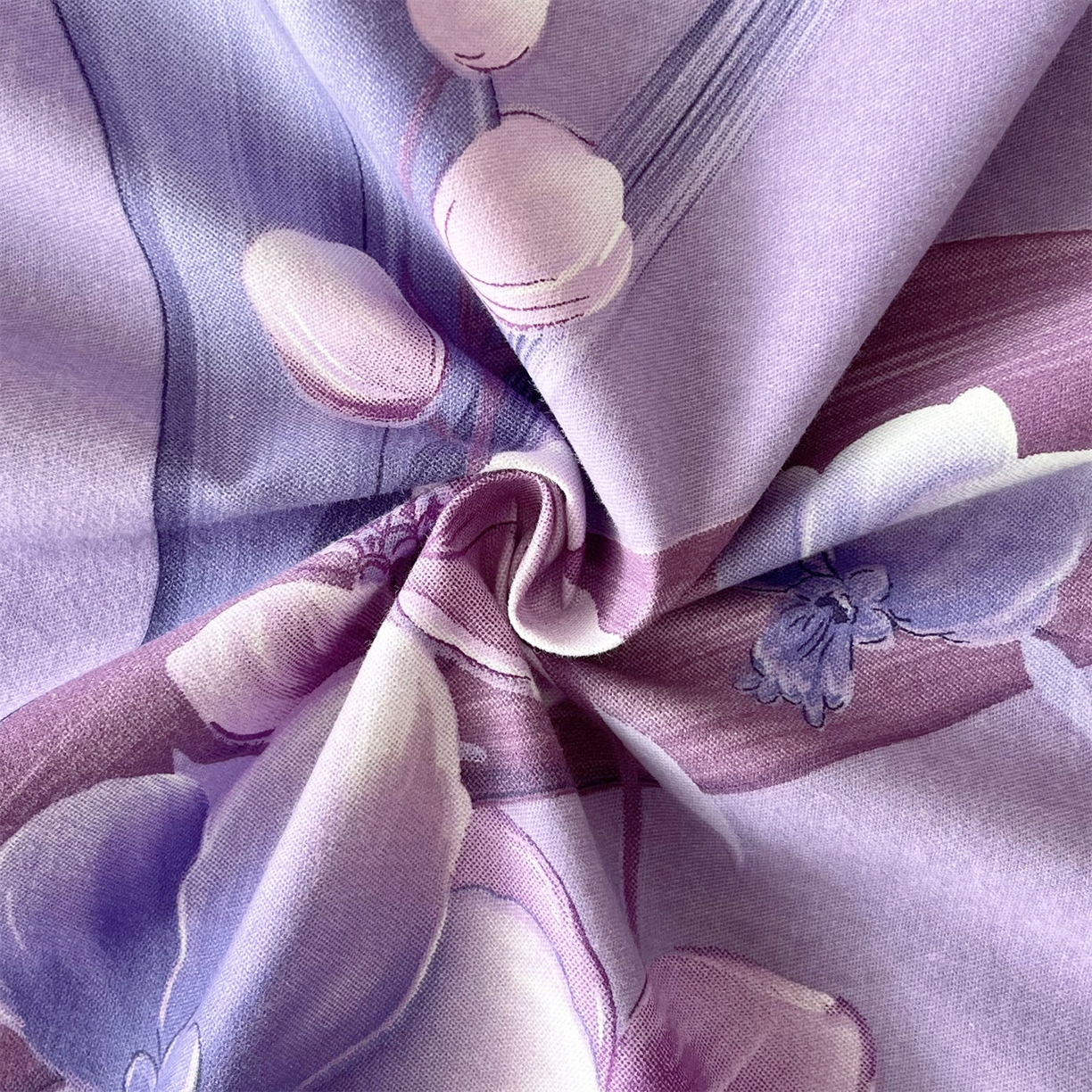 91家纺网 家纺一手货源 找家纺 曼秀琳 2025秋冬新款全棉磨毛印花四件套 滴翠溢香-浅紫