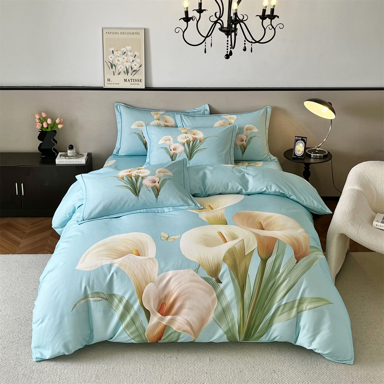 91家纺网 家纺一手货源 找家纺 曼秀琳 2025秋冬新款全棉磨毛印花四件套 清新俊逸-兰