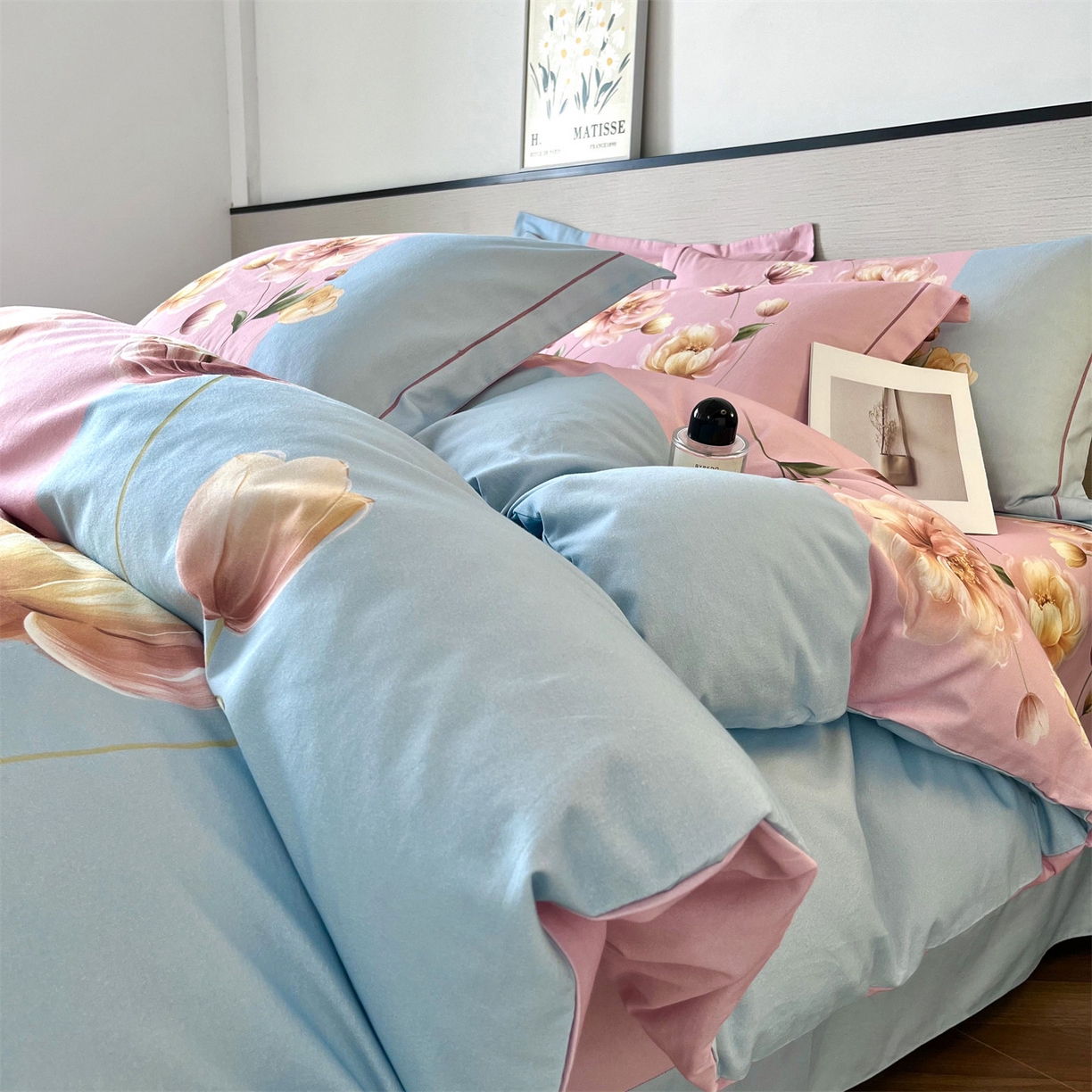 91家纺网 家纺一手货源 找家纺 曼秀琳 2025秋冬新款全棉磨毛印花四件套 岸芷汀兰-粉