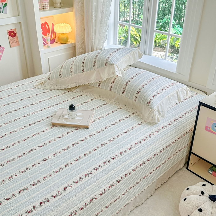 91家纺网 家纺一手货源 找家纺 岚吉家纺 2025新款全棉棉花床盖四件套 蓝美人