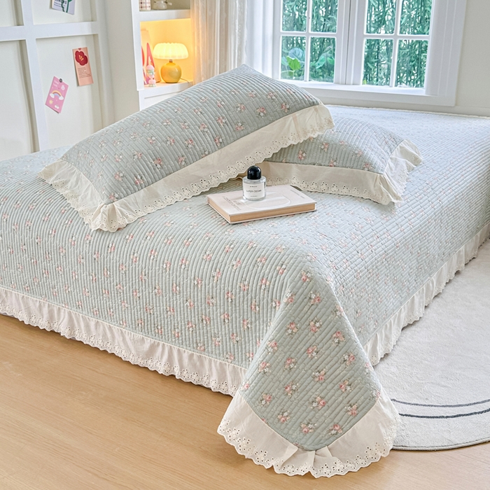 91家纺网 家纺一手货源 找家纺 岚吉家纺 2025新款全棉棉花床盖四件套 游花间