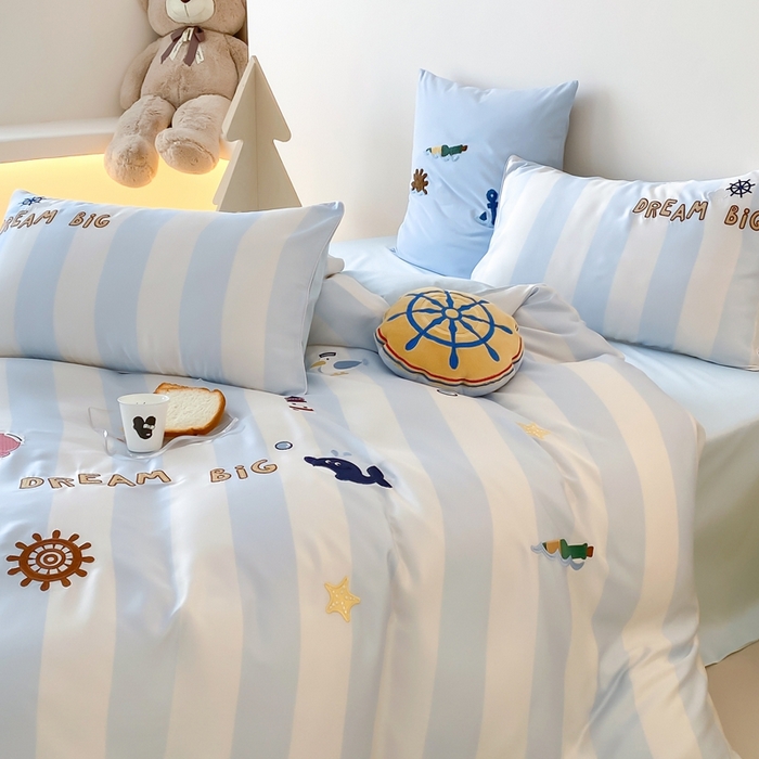 91家纺网 家纺一手货源 找家纺 （总）星野 2025新款双股澳棉长绒棉四件套-海洋之心