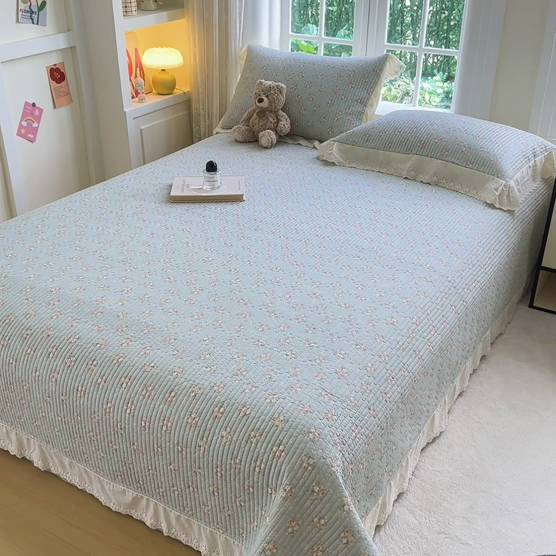 91家纺网 家纺一手货源 找家纺 岚吉家纺 2025新款全棉棉花床盖四件套 游花间