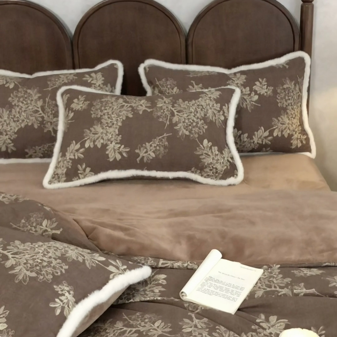 91家纺网 家纺一手货源 找家纺 （总）迷尚家居 2025新款复古色织棉麻牛奶绒棉加绒四件套