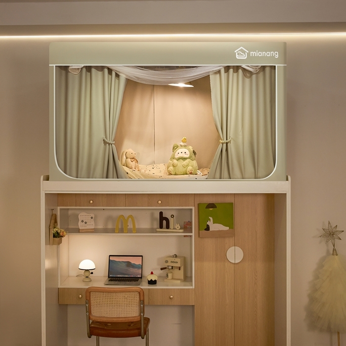 91家纺网 家纺一手货源 找家纺 卓尔居 2025新款学生遮光床帘蚊帐-遮光大师系列 米色