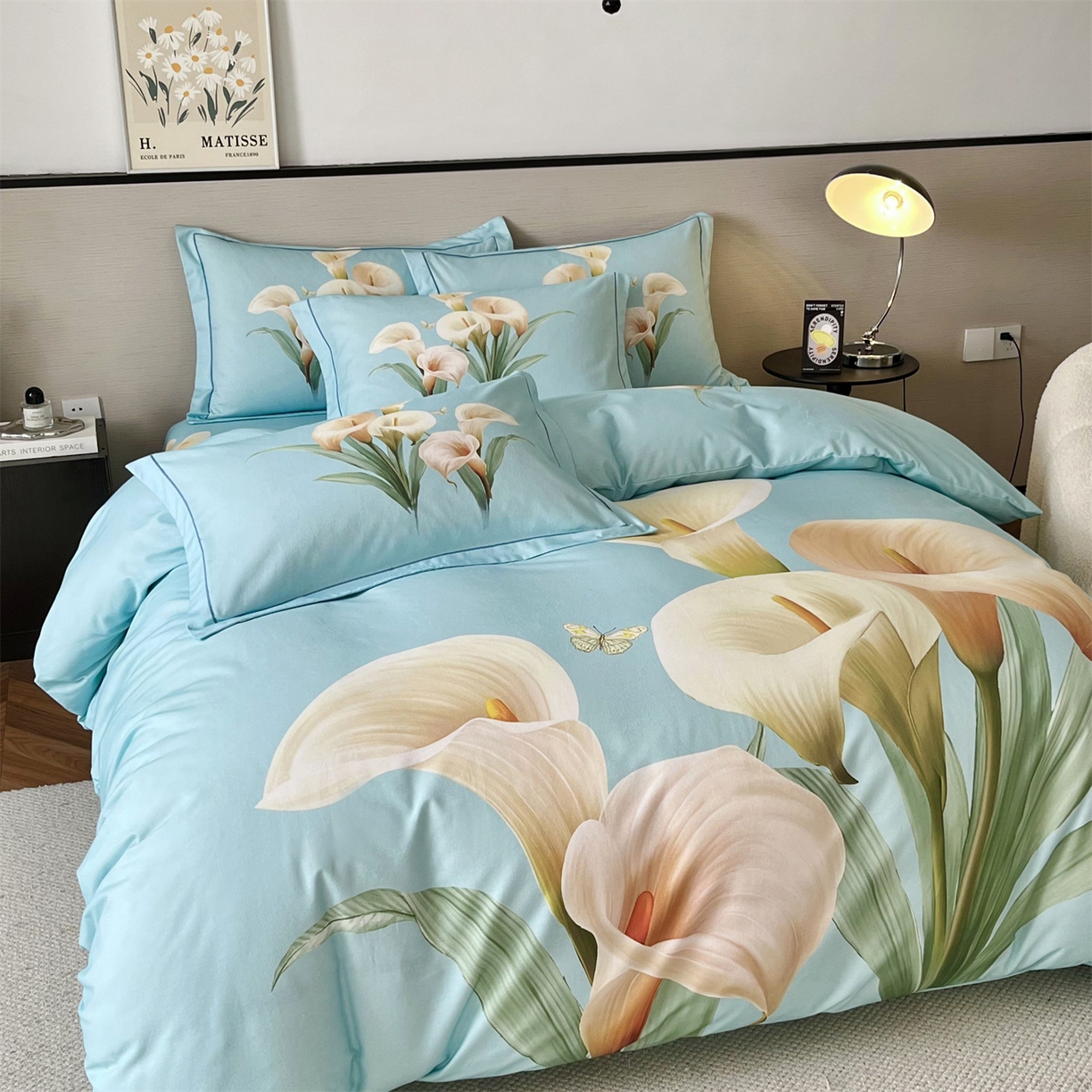 91家纺网 家纺一手货源 找家纺 曼秀琳 2025秋冬新款全棉磨毛印花四件套 清新俊逸-兰