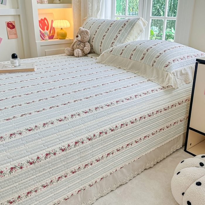 91家纺网 家纺一手货源 找家纺 岚吉家纺 2025新款全棉棉花床盖四件套 蓝美人