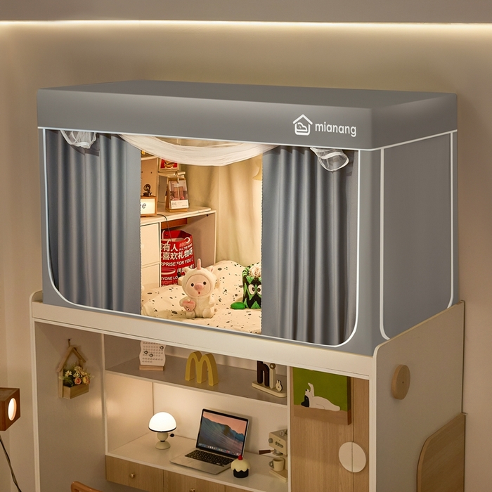 91家纺网 家纺一手货源 找家纺 卓尔居 2025新款学生遮光床帘蚊帐-遮光大师系列 灰色