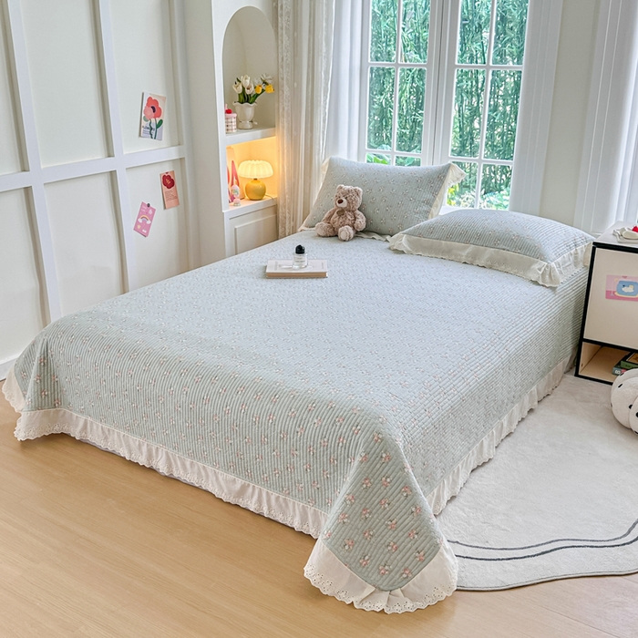 91家纺网 家纺一手货源 找家纺 岚吉家纺 2025新款全棉棉花床盖四件套 游花间