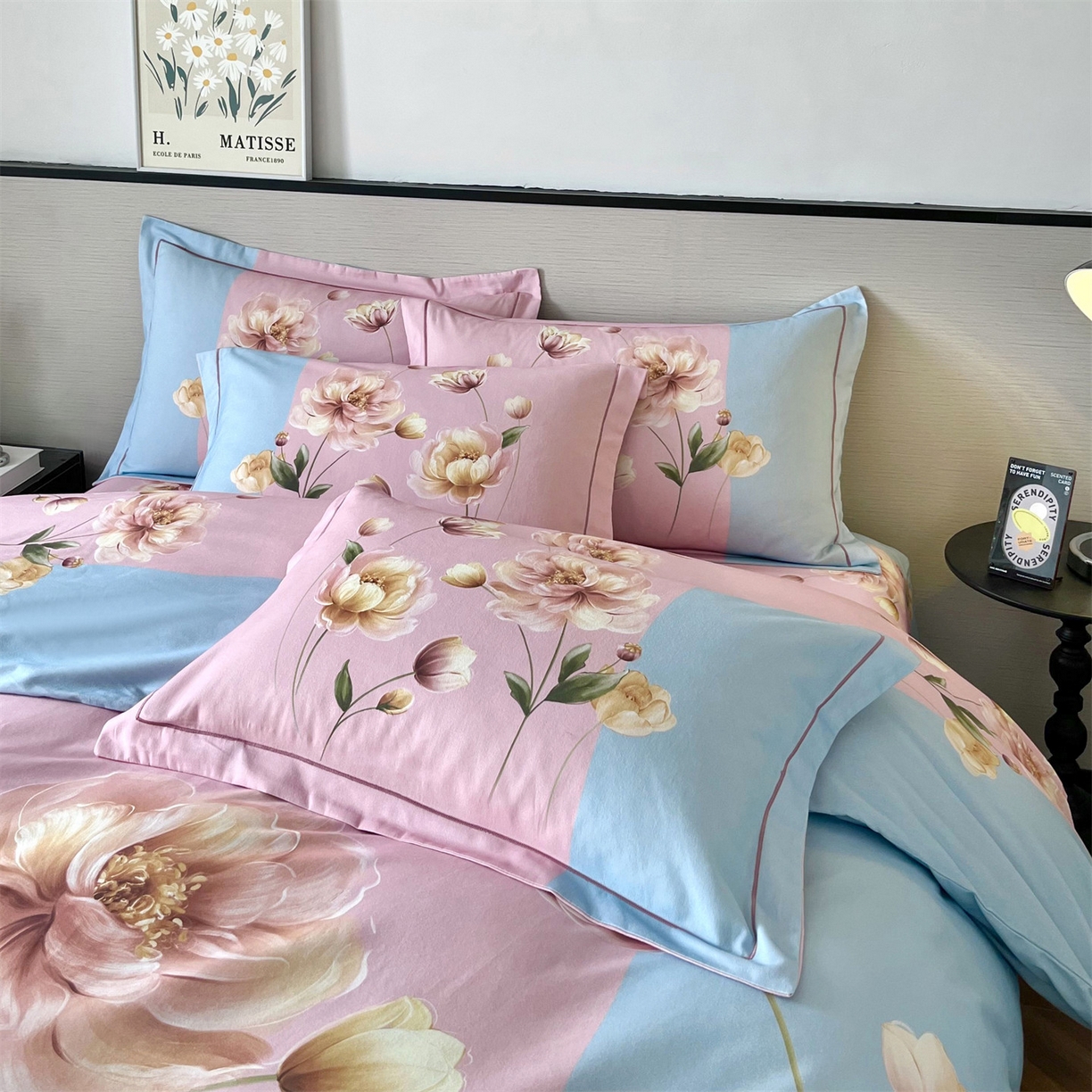 91家纺网 家纺一手货源 找家纺 曼秀琳 2025秋冬新款全棉磨毛印花四件套 岸芷汀兰-粉