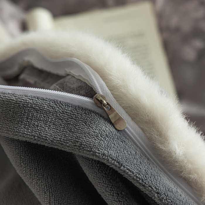 91家纺网 家纺一手货源 找家纺 迷尚家居 2025新款复古色织棉麻牛奶绒棉加绒四件套 可颂灰-绒