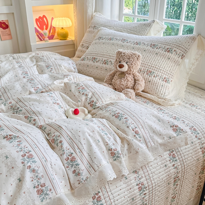 91家纺网 家纺一手货源 找家纺 岚吉家纺 2025新款全棉棉花床盖四件套 秋日玫瑰