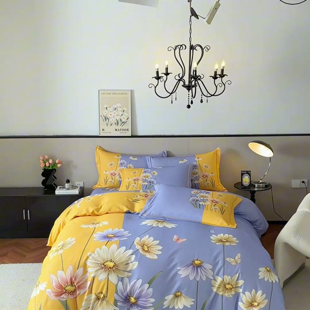 91家纺网 家纺一手货源 找家纺 曼秀琳 2025秋冬新款全棉磨毛印花四件套 雏香雅梦-兰