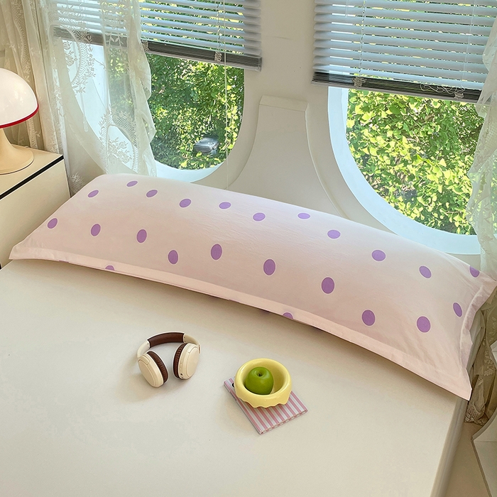 91家纺网 家纺一手货源 找家纺 梦舒羽 2025新款双层纱双人枕套情侣学生长枕芯套枕头内胆套-缤纷波点 波点-星黛紫