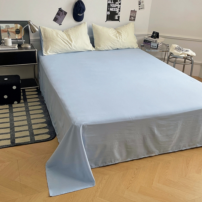 91家纺网 家纺一手货源 找家纺 梦卓家纺 2025爆款ins风超柔褶皱亲肤磨毛水洗棉四件套 天蓝椰冰