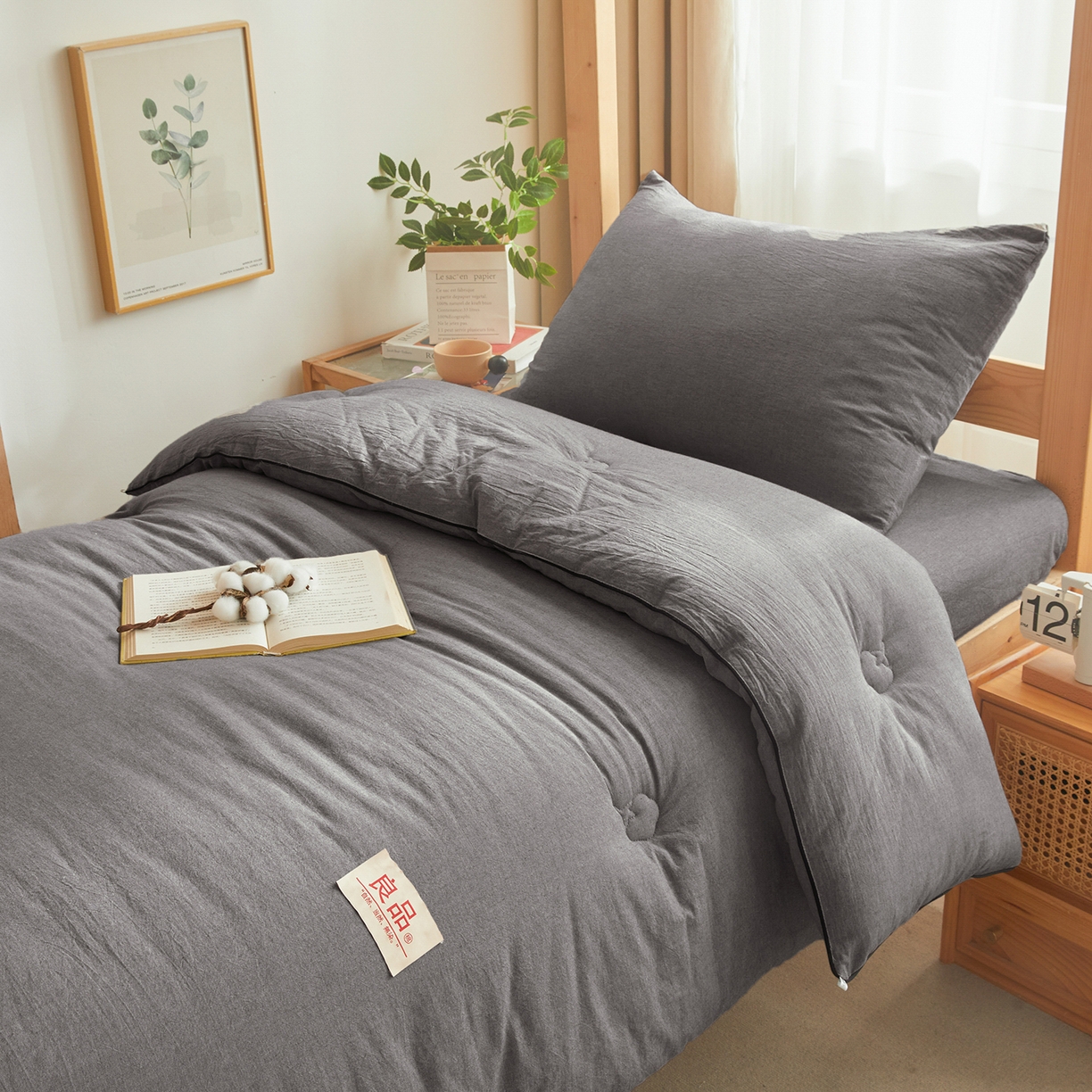 91家纺网 家纺一手货源 找家纺 熙宴家纺 2025新款水洗棉嵌绳款100%新疆棉花被 石灰