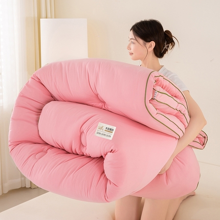 恋之巢家纺 2025新款全棉大豆蛋白纤维冬被婚庆被子被芯春秋被直播外贸批发  蜜桃粉