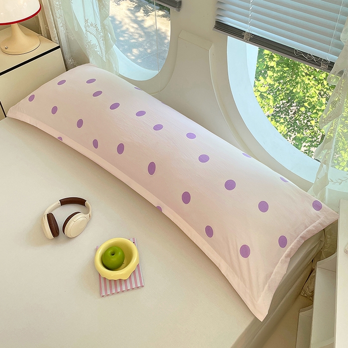 91家纺网 家纺一手货源 找家纺 梦舒羽 2025新款双层纱双人枕套情侣学生长枕芯套枕头内胆套-缤纷波点 波点-星黛紫