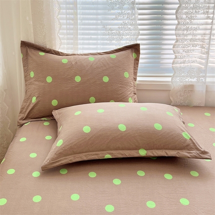 圣比熊 2025新款双层纱枕套宿舍学生单只枕芯套枕头内胆套一对装-缤纷波点 波点-卡其绿