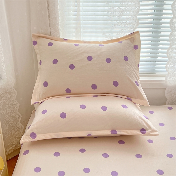 91家纺网 家纺一手货源 找家纺 梦舒羽 2025新款双层纱枕套宿舍学生单只枕芯套枕头内胆套一对装-缤纷波点 波点-星黛紫