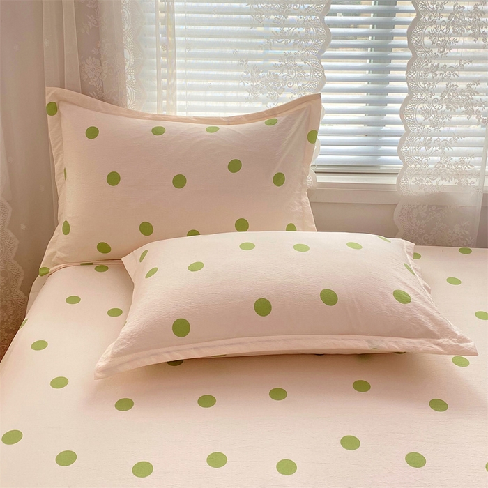 91家纺网 家纺一手货源 找家纺 梦舒羽 2025新款双层纱枕套宿舍学生单只枕芯套枕头内胆套一对装-缤纷波点 波点-清新绿