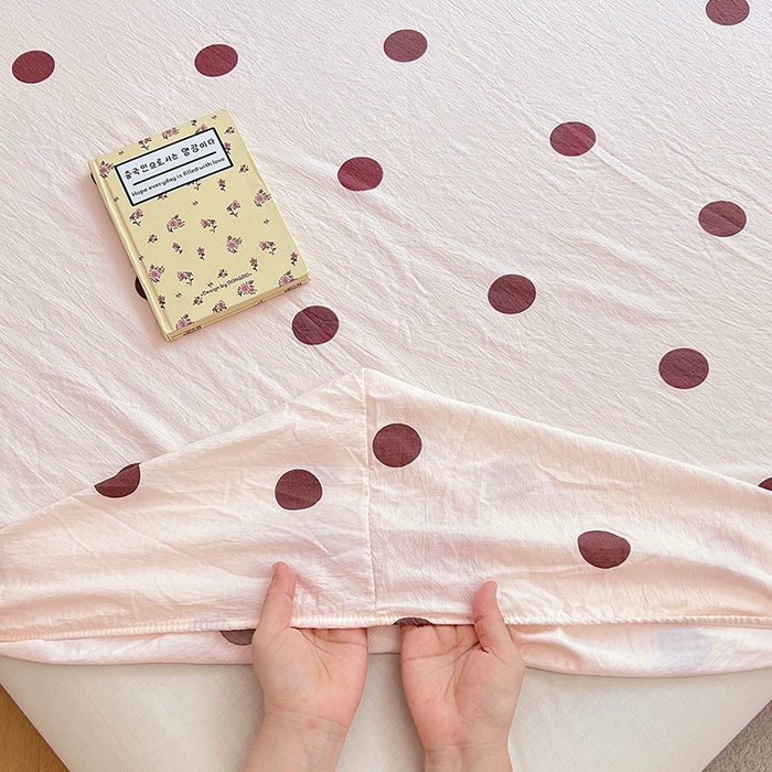 91家纺网 家纺一手货源 找家纺 （总）梦舒羽 2025新款双层纱床笠机洗家用防滑透气床罩床垫床单保护套-缤纷波点