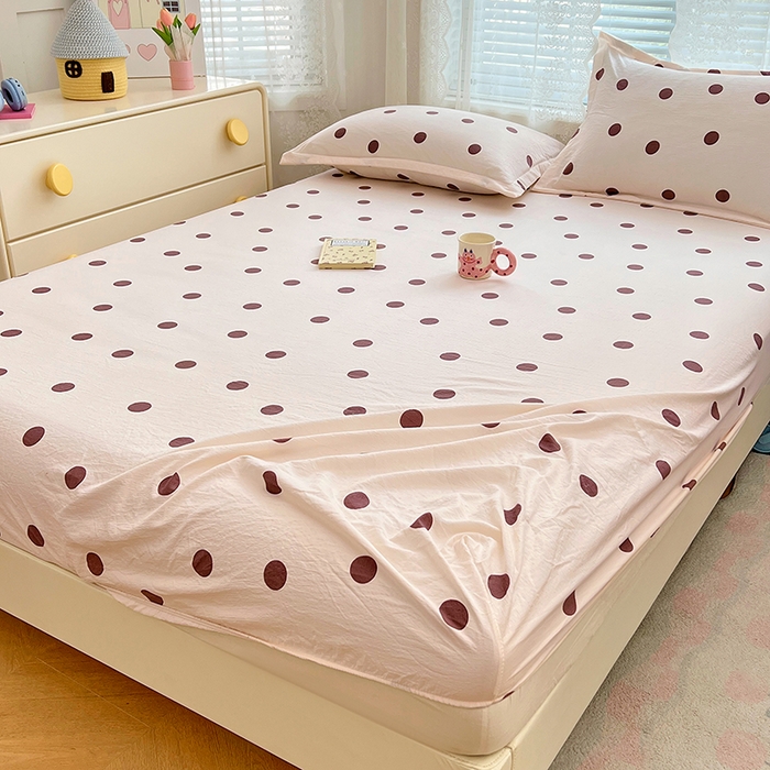 91家纺网 家纺一手货源 找家纺 （总）梦舒羽 2025新款双层纱床笠机洗家用防滑透气床罩床垫床单保护套-缤纷波点