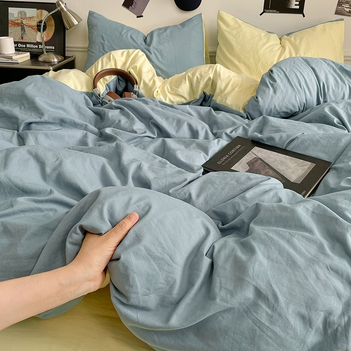 91家纺网 家纺一手货源 找家纺 梦卓家纺 2025爆款ins风超柔褶皱亲肤磨毛水洗棉四件套 浪漫地中海