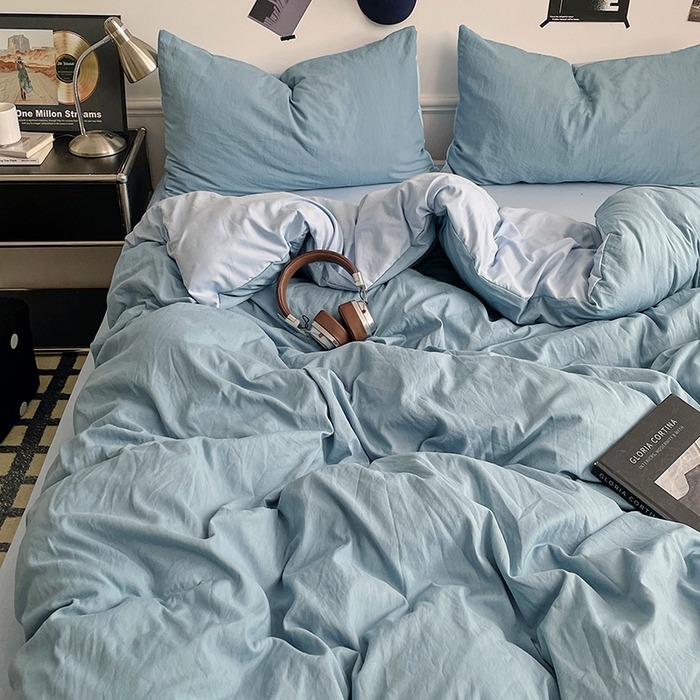 91家纺网 家纺一手货源 找家纺 梦卓家纺 2025爆款ins风超柔褶皱亲肤磨毛水洗棉四件套 绵绵豆冰