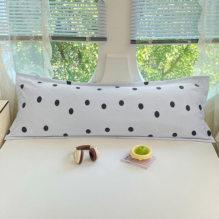 91家纺网 家纺一手货源 找家纺 梦舒羽 2025新款双层纱双人枕套情侣学生长枕芯套枕头内胆套-缤纷波点 波点-至尊黑