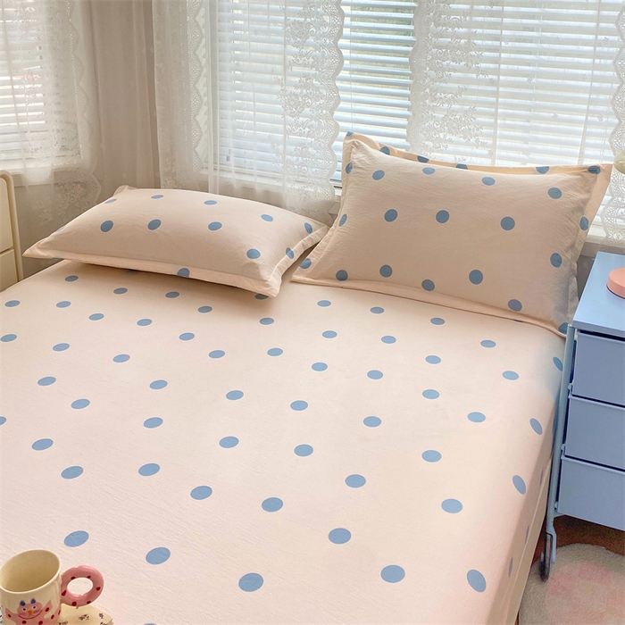 91家纺网 家纺一手货源 找家纺 梦舒羽 2025新款双层纱枕套宿舍学生单只枕芯套枕头内胆套一对装-缤纷波点 波点-浅天蓝