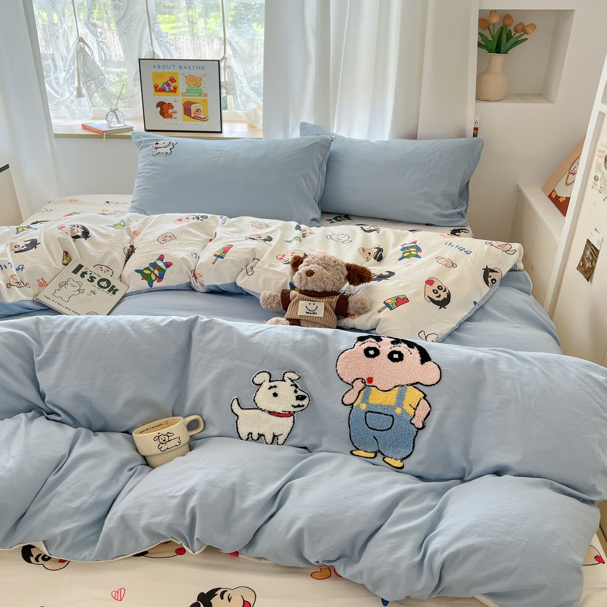 91家纺网 家纺一手货源 找家纺 茉礼 2025新款高克重水洗云朵棉毛巾绣四件套学生季可爱卡通-况味 呆萌新新