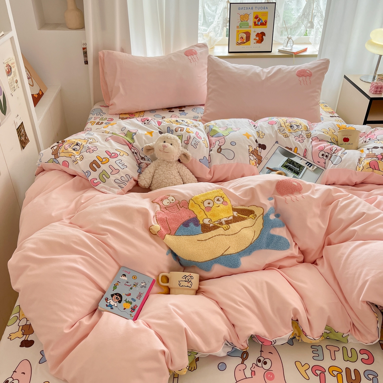 91家纺网 家纺一手货源 找家纺 茉礼 2025新款高克重水洗云朵棉毛巾绣四件套学生季可爱卡通-况味 星星历险记