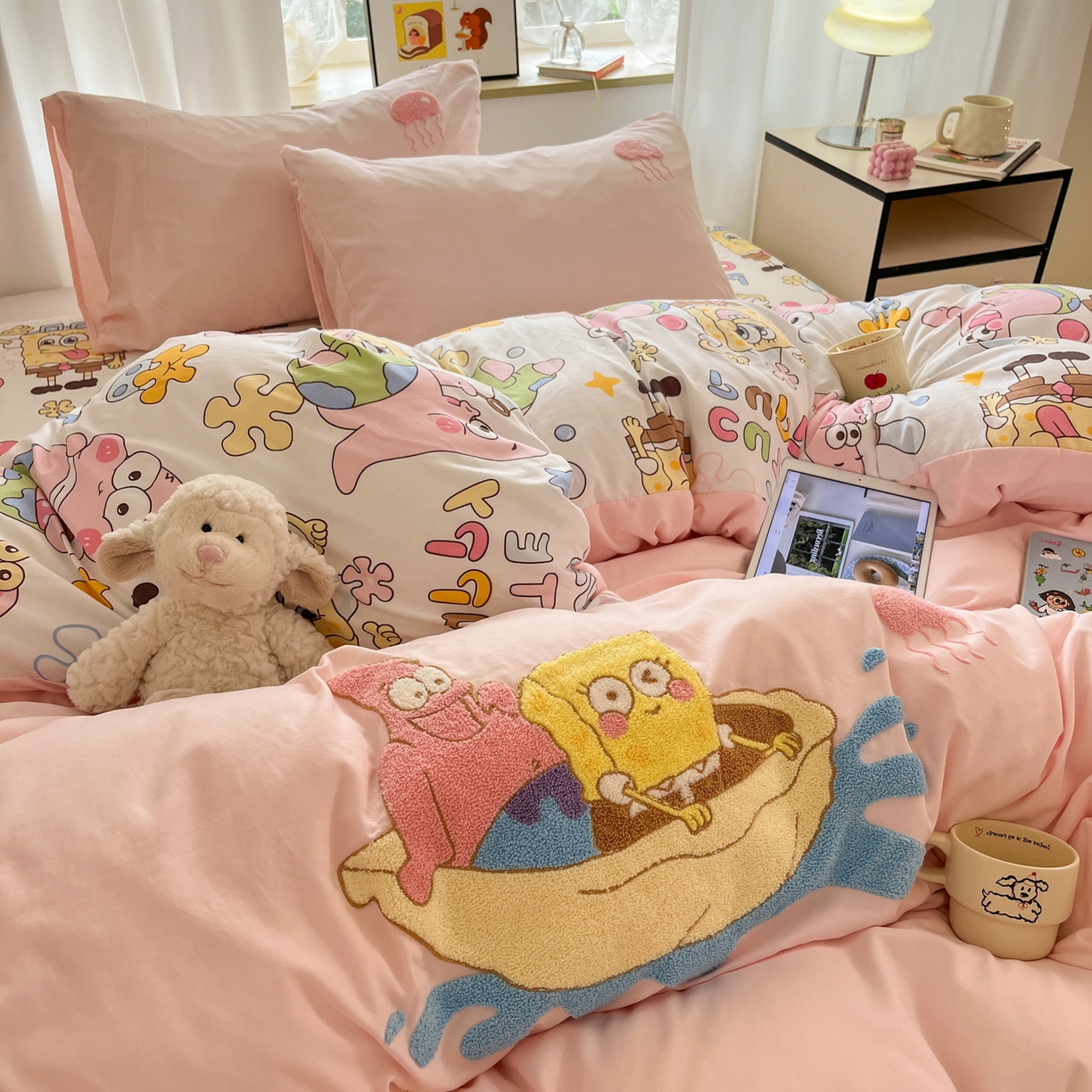 91家纺网 家纺一手货源 找家纺 茉礼 2025新款高克重水洗云朵棉毛巾绣四件套学生季可爱卡通-况味 星星历险记