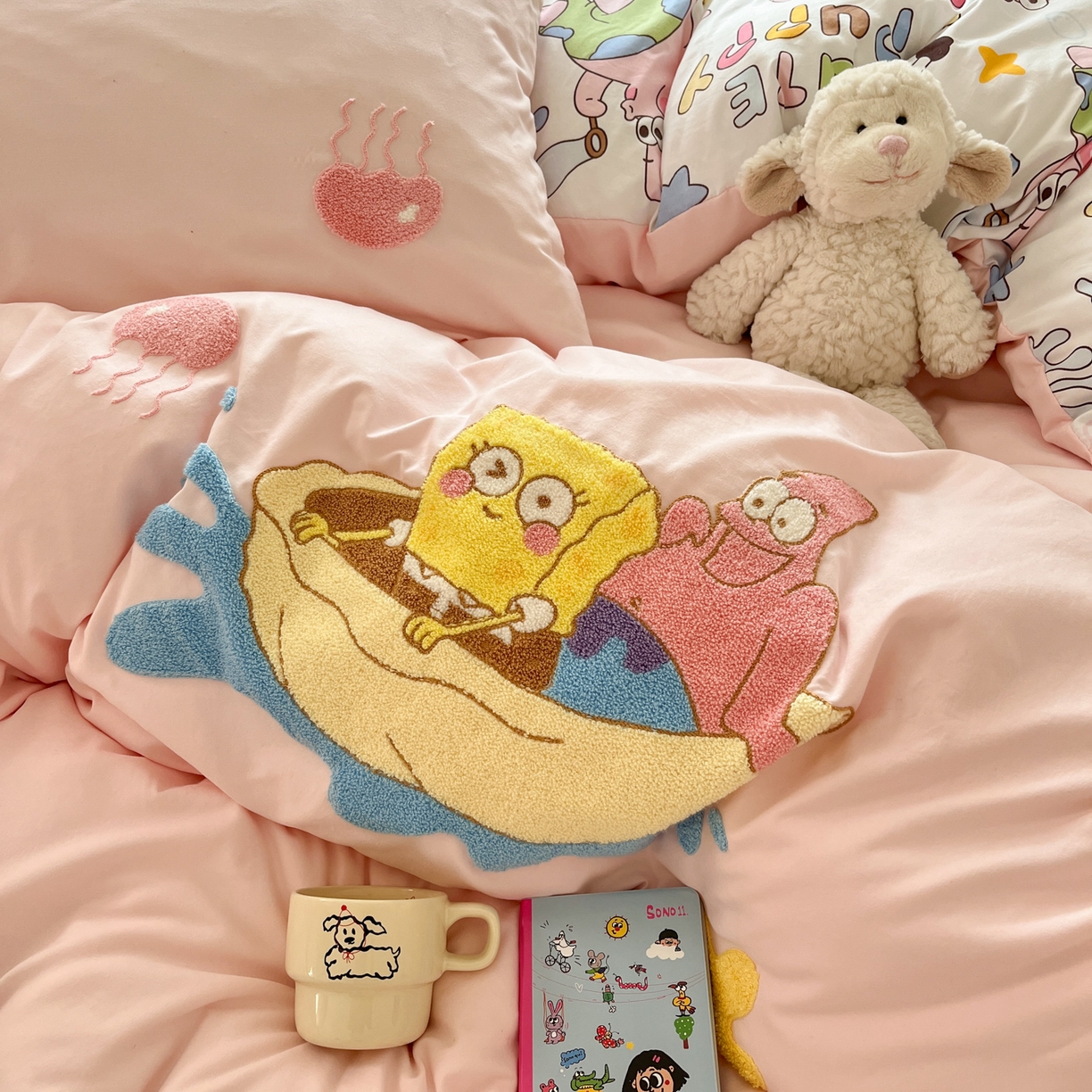 91家纺网 家纺一手货源 找家纺 茉礼 2025新款高克重水洗云朵棉毛巾绣四件套学生季可爱卡通-况味 星星历险记