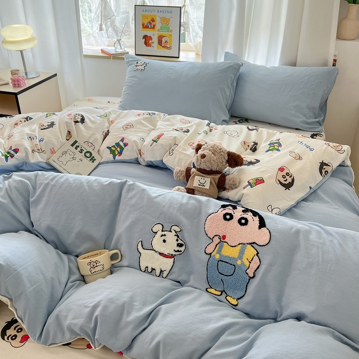 91家纺网 家纺一手货源 找家纺 （总）茉礼 2025新款高克重水洗云朵棉毛巾绣四件套学生季可爱卡通-况味