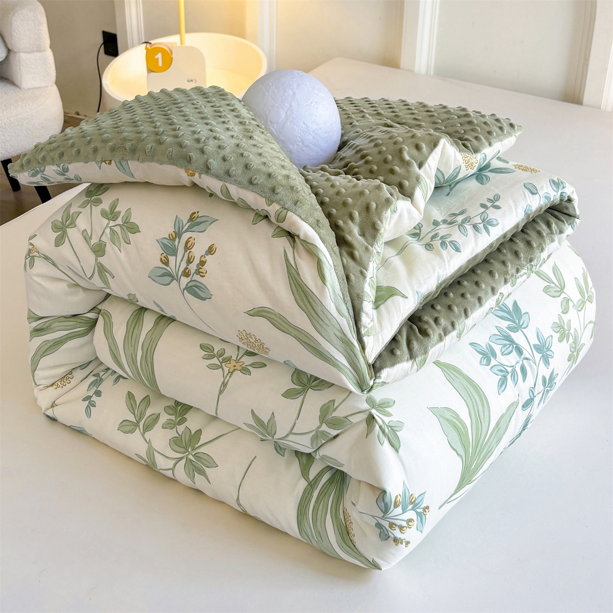 91家纺网 家纺一手货源 找家纺 小石头家纺 2025新款A类全棉纯棉印花豆豆绒大豆被冬被春秋被被子被芯 雅柔枝韵