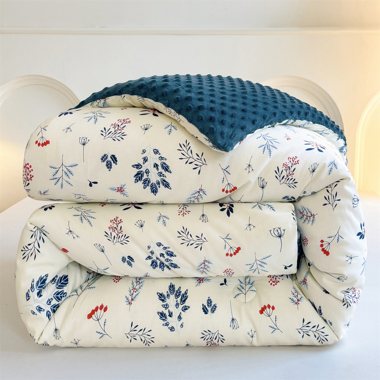 91家纺网 家纺一手货源 找家纺 小石头家纺 2025新款A类全棉纯棉印花豆豆绒大豆被冬被春秋被被子被芯 芳华风情
