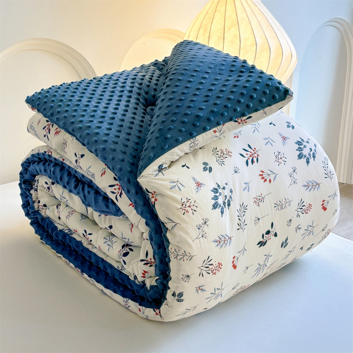 小石头家纺 2025新款A类全棉纯棉印花豆豆绒大豆被冬被春秋被被子被芯 芳华风情